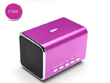 YUMQUA MD05B Portable Mini Speaker FM radio Computer Speakers TF Card/USB Flash MP4 Speaker Pink