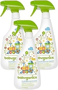 Babyganics Toy & Highchair Cleaner, Pack of 3, Fragrance-Free Multipurpose Household Cleaning Spray for Kids Toys, High Chair, and More, Child Safe, 17oz Spray Bottles