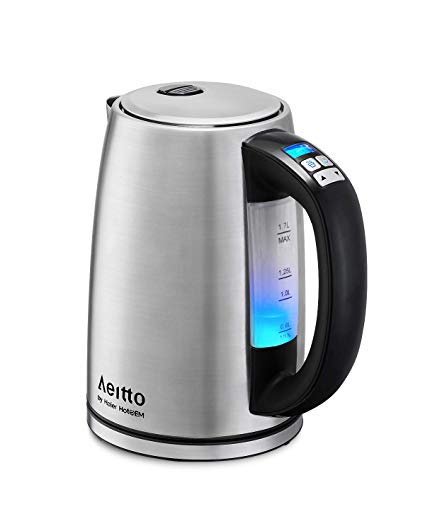 Aeitto Electric Kettle Variable Temperature Control, Stainless Steel Tea Kettle Digital Programmable Fast Boiling Hot Water Heater Boiler with LCD Display, 6 Colored Lights, 1.7L, 2H Keep Warm Function by Haier Hotoem