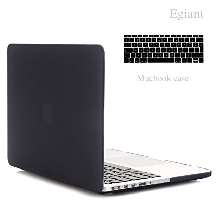 Egiant-Macbook 15.4 Inch New Case(A1398) - Matte Hard Shell Rubberized Protective Cover Case With Soft Keyboard Skin Cover For Macbook Pro 15.4" With Retina Display (Black)