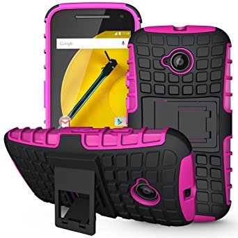 Moto E (2nd Gen) Case,Sophmy Hybrid Dual Layer Armor Protective Case Cover with kickstand for Motorola Moto E (2nd Generation / 2015 Release) (pink)