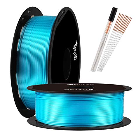 TTYT3D Shine Silk Turquoise Blue PLA 3D Printer Filament - 1.75mm 3D Printing Material 1kg 2.2lbs Spool with One Bottle of 3D Print Tool Extra Gift