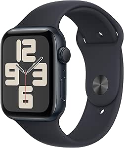 Apple Watch SE (2nd Gen) [GPS 44mm] Smartwatch with Midnight Aluminum Case with Midnight Sport Band M/L (Renewed)