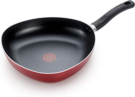 T-fal 2100107948 Triforce Non-Stick Thermo-Spot Heat Indicator Dishwasher Oven Safe Triangle Easy Pour Pan Cookware, 4 Quart, Red