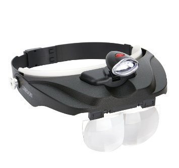 Carson Optical Pro Series MagniVisor Deluxe Head-Worn LED Lighted Magnifier with 4 Different Lenses