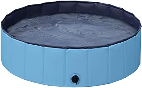 Yaheetech Hard Plastic Foldable Bath Pool Collapsible Large Pool Bathing Swimming Tub Kiddie Pool for Kids, 39.4inch.D x 12inch. H, Blue