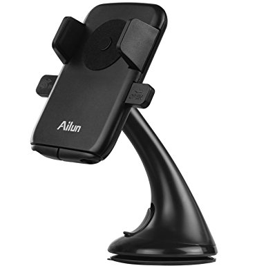 Car Mount Holder,by Ailun,Windshield Dashboard Universal Car Mobile Phone Cradle for iPhone 7Plus/7/6SPlus/6S/5S/5C,Samsung Galaxy S7Edge/S7/S6/S5,LG G5 G4 HTC M10 and More Smartphones[Black]