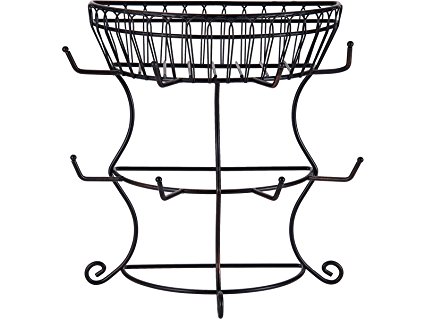 Gourmet Basics by Mikasa Countryside Mug Tree with Basket, Antique Black