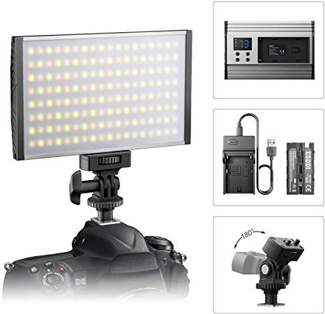 ESDDI LED Camera Camcorder Aluminum Video Light Panel for Lighting in Studio or Outdoors, BI-Color Temperature, Ultra Thin Anodized Housing for All DSLR Cameras