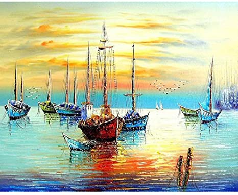 Bigie DIY Oil Painting Paint by Number Kit with Scenery Peaple 16x20inch (Triumphant Return)