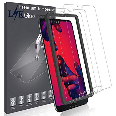 L K 3 Pack Screen Protector for Huawei P20 Pro, Tempered Glass [9H Hardness] [Bubble Free] [Case Friendly] [Scratch Resistance] [Alignment Frame Easy Installation] Screen Protective Film