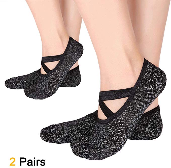 Yoga Socks for Women Non Slip Sock with Grips for Pilates Dance Workout Trampoline Playrooms Barefoot at Home