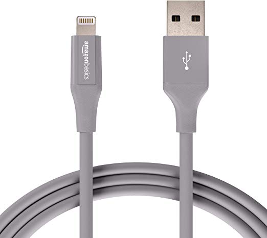 AmazonBasics Lightning to USB A Cable, Advanced Collection, MFi Certified iPhone Charger, Gray, 3 Foot, 2 Pack