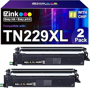 E-Z Ink Compatible Toner Cartridge Replacement for Brother TN229XL TN229XLBK TN229 XL High Yield to use with MFC-L3780CDW HL-L3280CDW MFC-L3720CDW HL-L3220CDW TN-229XLBK with Chip (2 Black Pack)