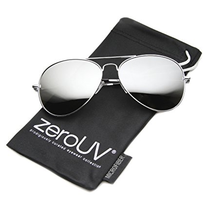 zeroUV - Premium Mirrored Aviator Top Gun Sunglasses w/ Spring Loaded Temples