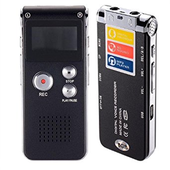 Bagent 8GB Digital Audio Voice Recorder / Dictaphone / MP3 Player with Mini Usb Port / Built-In Speaker / Dual Microphone / other Accessorries---Black