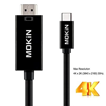 USB C To HDMI(5.9ft/1.8m), MOKiN USB 3.1 Type C Thunderbolt 3 Male To HDMI Male Adapter Cable 4K UHD For New USB-C MacBook Pro, MacBook, Dell XPS 13 and More