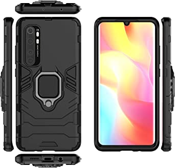 DAMONDY Xiaomi Mi Note 10 Lite Case,Military Grade Phone Case with Rotating Holder Kickstand for Xiaomi Mi Note 10 Lite 2020 -Black