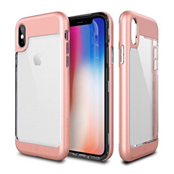 iPhone X Case, Patchworks Contour Series in Pink Frame Dual Layer Polycarbonate and Japanese TPU Transparent Smudge Free Drop Tested Protection Case