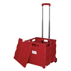 Office Depot Mobile Folding Cart With Lid, 16in. x 18in. x 15in., Red, 50802