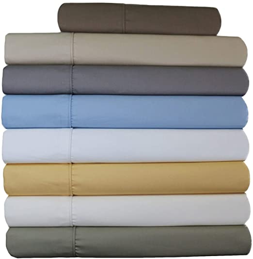 Abripedic Wrinkle Free Sheets, 650 Thread Count, Deep Pocket, Cotton Poly Blend Sheet Set, Adjustable King w/ 2 Twin XL Fitted, Split King, Gold