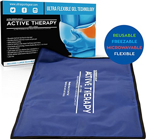 Active Therapy Hot and Cold Gel Pack - Ultra Flexible Ice Pack for Pain, Injury & Muscle Aches w/ Heat for Maximum Relief & Comfort