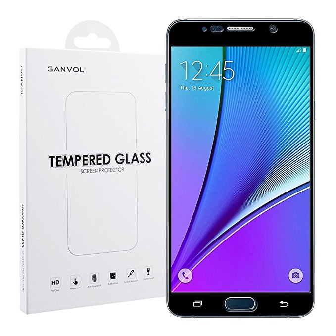 Note 5 Full Cover Screen Protector, Ganvol Premium Tempered Glass Full Screen Protector for Samsung Galaxy Note 5 [No Halo]