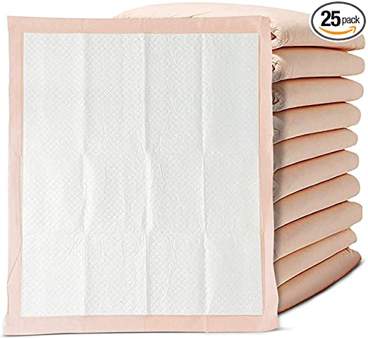 Premium Disposable Chucks Underpads 25 Pack, 30" x 36" - Highly Absorbent Bed Pads for Incontinence and Senior Care - Peach Color - Leak Proof Protection