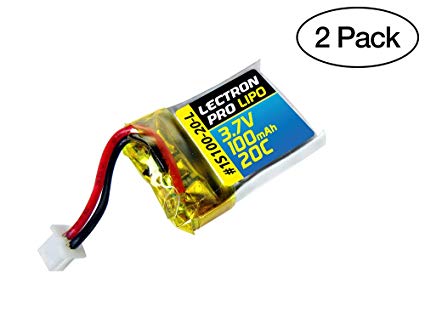 2-Pack of Lectron Pro 3.7 volt - 100mAh 20C Lipo Batteries for Estes Proto X / Syncro X Nano Quadcopter