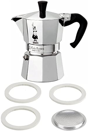 Bialetti Moka Express Aluminum 9 Cup Stove-top Espresso Maker with Replacement Filter and Gaskets