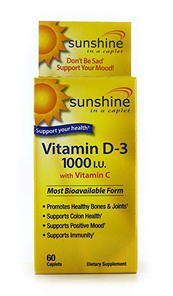 Sunshine Vitamin D-3 1,000 IU, Healthy and Strong Bones, 60 Servings
