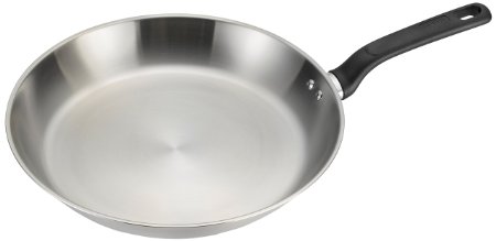 T-fal C91007 Excite Stainless Steel Dishwasher Safe Oven Safe PTFE-PFOA-Free Fry Pan Cookware, 12-Inch, Silver