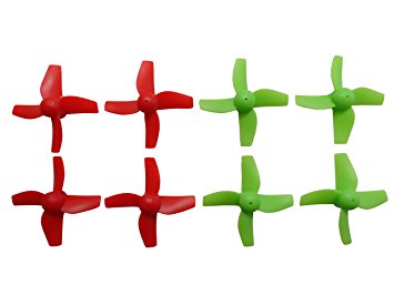 Blade Inductrix / "Tiny Whoop" Bright Red / Neon Green CW CCW Props - 2 Sets (8 Props) - Apex RC Products #9060GR