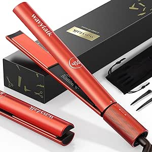 Wavytalk Hair Straightener Titanium Flat Iron for Hair, Hair Straightener and Curler 2 in 1 for All Hairstyles, Professional Flat Iron Curling Iron in One for Thick Hair with Dual Voltage, 1 Inch