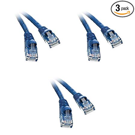 C&E 3 Pack, Cat6 Blue Ethernet Patch Cable, Snagless Molded Boot, 50 Feet, CNE535784