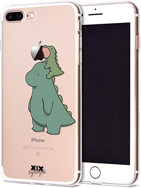iPhone 7 Case Animal Slim Fit Transparent Shockproof Bumper Cell Phone Accessories Dinosaur Giraffe Design Thin Soft Clear TPU Protective Hippo Cute Apple iPhone 8 Cases for Girls