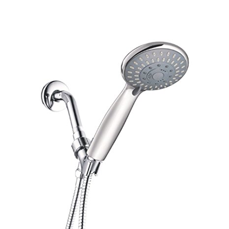 Basong Stainless Steel Face High Pressure Shower Head Spray 5 Setting with Flexible 59" Hose