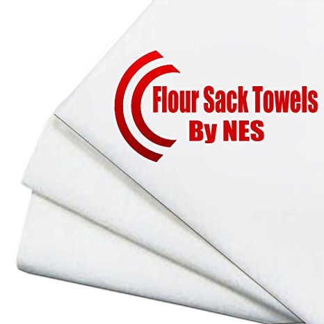 Flour Sack Dish Towels Are 100% Soft, White Cotton - Super Absorbent 30 Inch x 30 Inch Set of 3