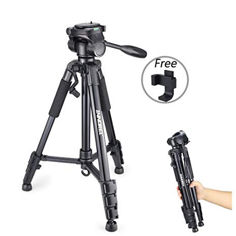 Camera Tripod Lightweight Travel Tripod, INNOREL RT10 57.8inch Aluminum Tripod with Pan Head and Phone Holder Mount for DSLR Camera, Cellphone, Canon, Nikon, Sony, Samsung, Olympus etc and DV Video