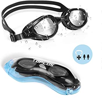 TOPLUS Swim Goggles, Goggles No Leaking Anti Fog UV Protection Swimming Goggles Triathlon for Men Women Youth Kids Child, with Mirrored & Waterproof, UV Protection Clear Lenses