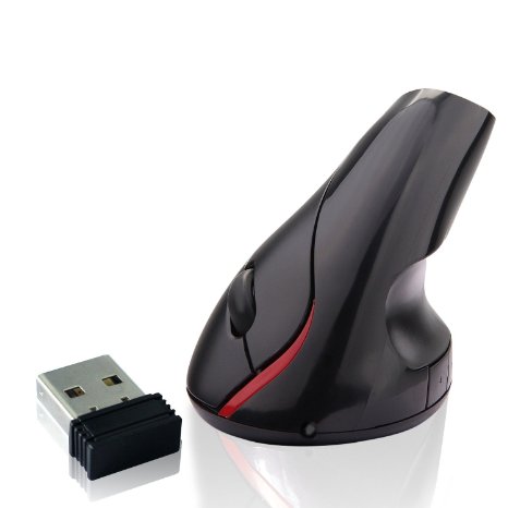ANEWKODI 2.4Ghz Wireless Optical Vertical Mouse,Rechargeable Ergonomic High Precision Optical Mice with USB Wireless Receiver Super Comfortable(Black)