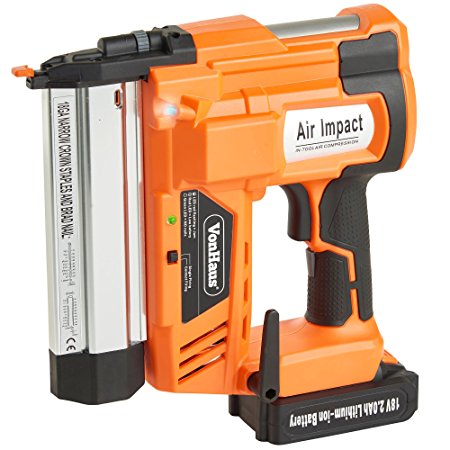 VonHaus Cordless Electric 2 in 1 Nail & Staple Gun 18V Max. 2Ah (2,000mAh) Li-ion Battery - Heavy Duty - Includes 200 Nails/Staples