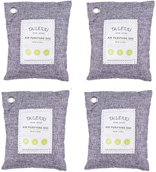TAILERRI Bamboo Charcoal Air Purifying Bags, 4Pack 200g Activated Charcoal Bags Odor Absorber, Odor Eliminators, Air Freshener for Home, Car, Pet, Closet, Basement, Shoes, Air Deodorizer