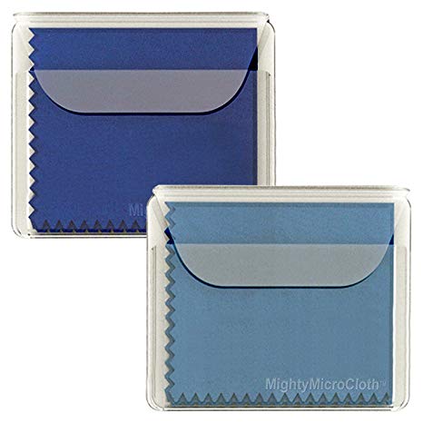 MightyMicroCloth Microfiber Eyeglass Cleaning Cloths – Vinyl Travel Pouch – Lens Cleaner for Glasses, Camera Lenses, Tablets, Phone Screens, & Electronics – 2 Pack Royal/Blue (10”x10”)