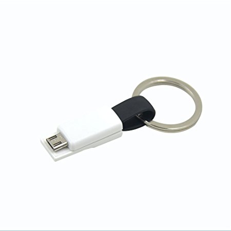 USB Keychain Data Cable, MINI-Micro-USB Charger Cable for Android – Fast Charge and Data Transfer (BLK (9 cm))