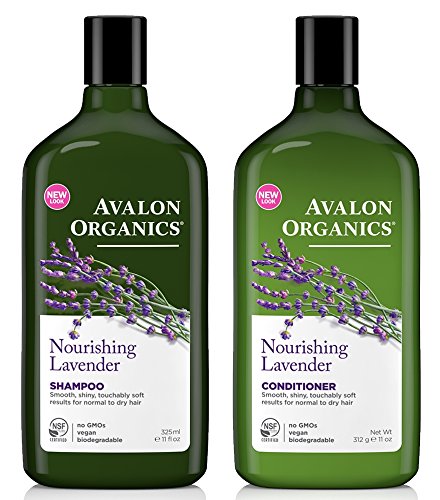 Avalon Organics All Natural Lavender Nourishing Shampoo and Conditioner With Aloe, Lavender, Chamomile, Peppermint and Babassu Oil, Sulfate Free, Paraben Free, Cruelty Free and Vegan, 11 fl. oz. each