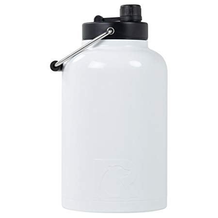 RTIC Double Wall Vacuum Insulated Stainless Steel Jug (White, One Gallon)