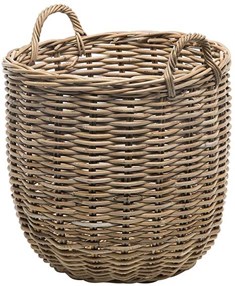 Kouboo 1060109 Rattan Kobo Round Storage Basket, Gray