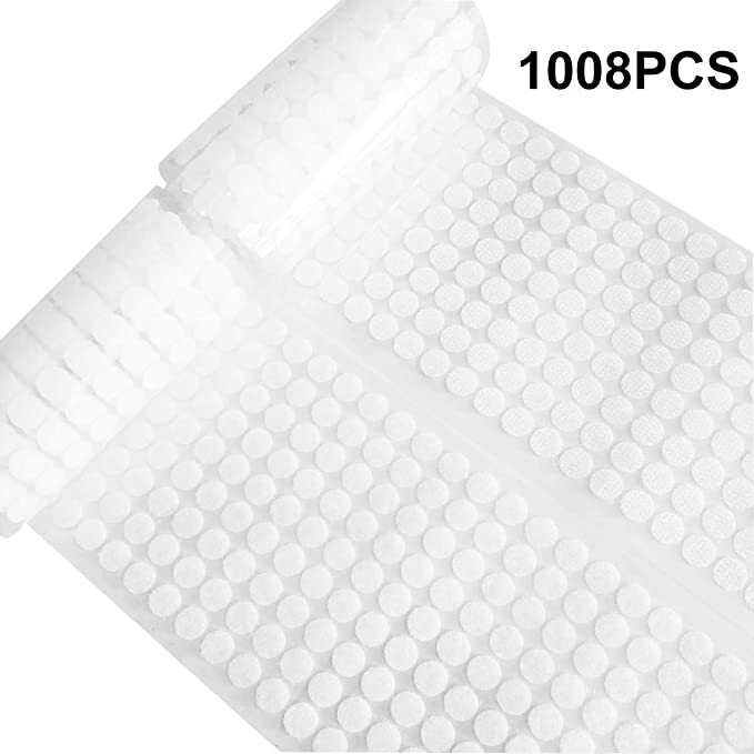 JIALU 1008pcs (504 Pairs) Hook & Loop Self Adhesive Dots Tapes 10mm/0.39” Diameter Sticky Back Coins White