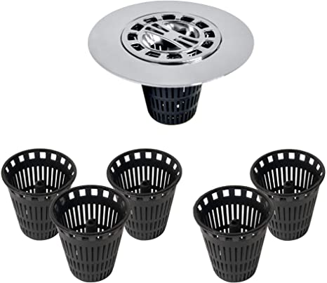 Danco 10529P | Chrome Shower Drain Hair Catcher for Stand-Alone Shower | 3-inch Shower Drain Hair Trap | Includes 6 replacement Baskets | Shower Strainer